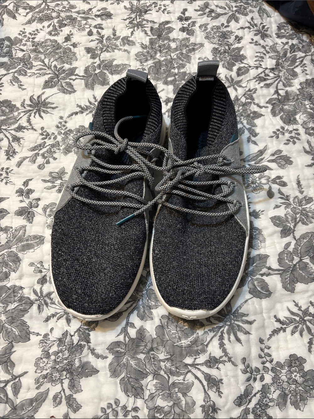 Vessi Gray Knit Slip-On Sneakers with Lace-Up Detail